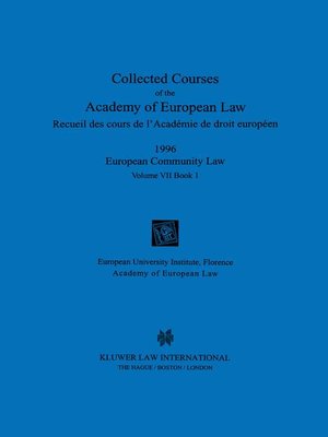 cover image of Collected Courses of the Academy of European Law 1996 Volume VII--1